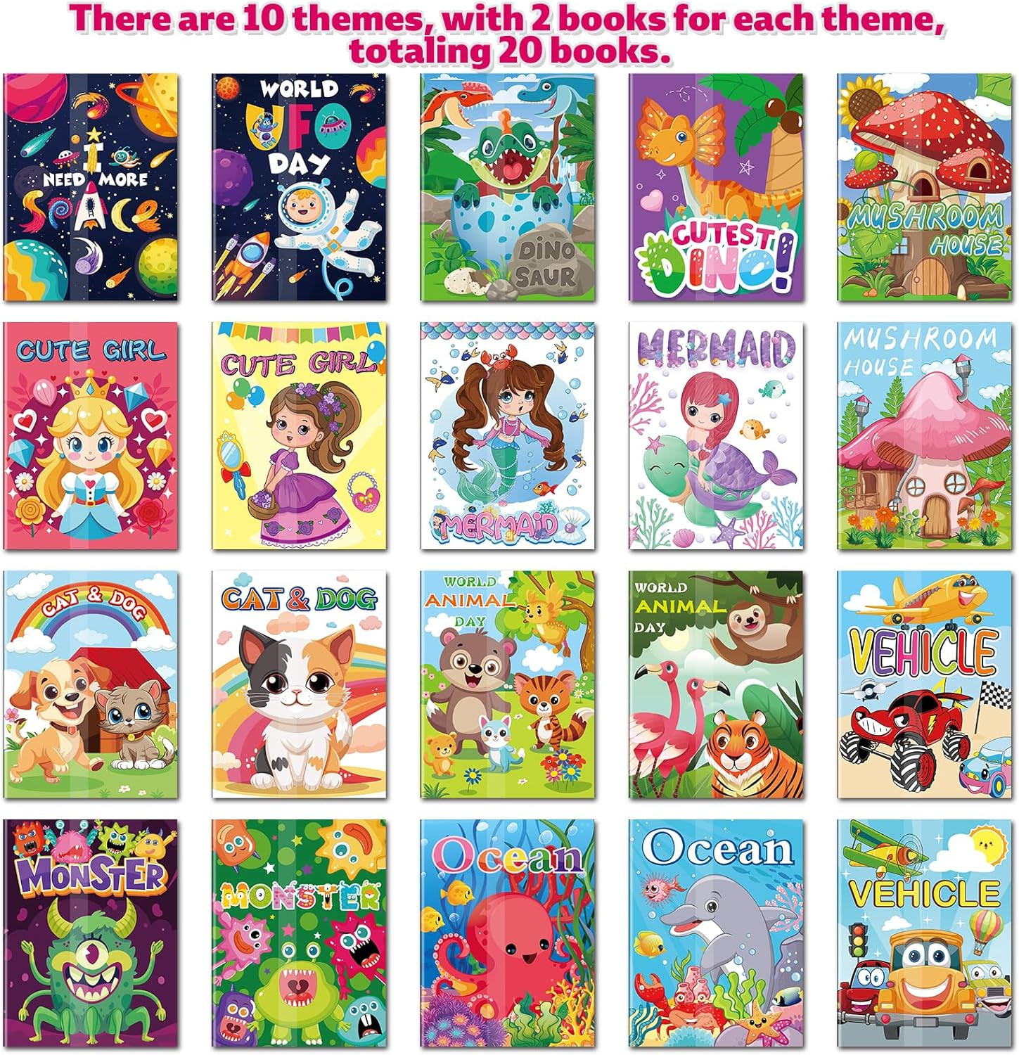 20 Pcs Small Coloring Books for Kids Ages 4-8(5.1*6.7in), Bulk Coloring Books fo