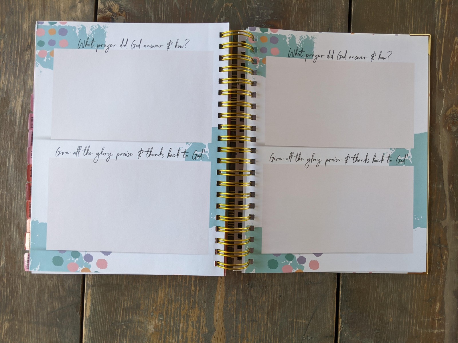 Coffee & Bible Time Prayer Journal with Sticky Notes & Gold Spiral Binding