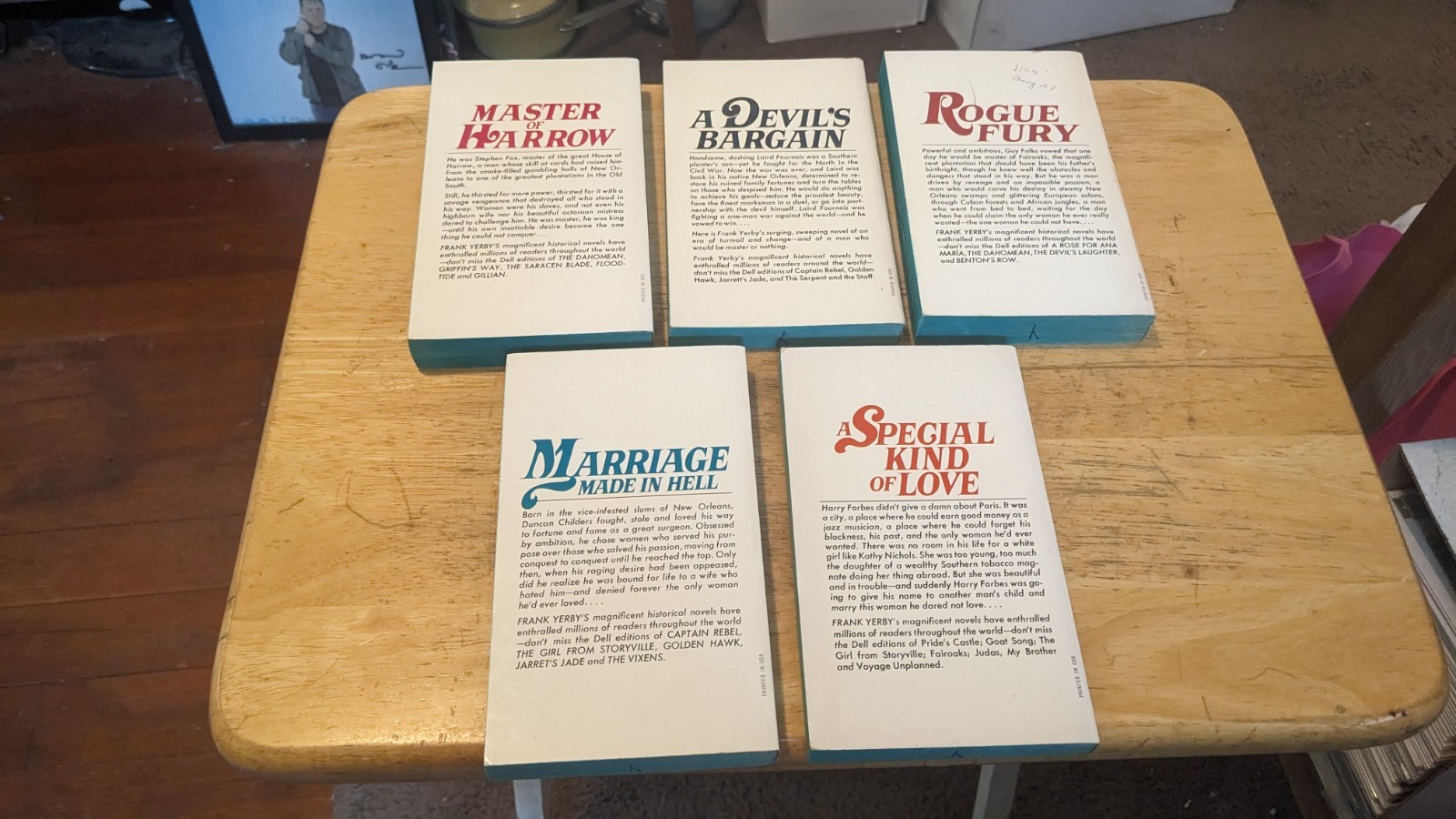 Franky Yerby 1970s 5 Books Southern HIstorical Romance Dell PB