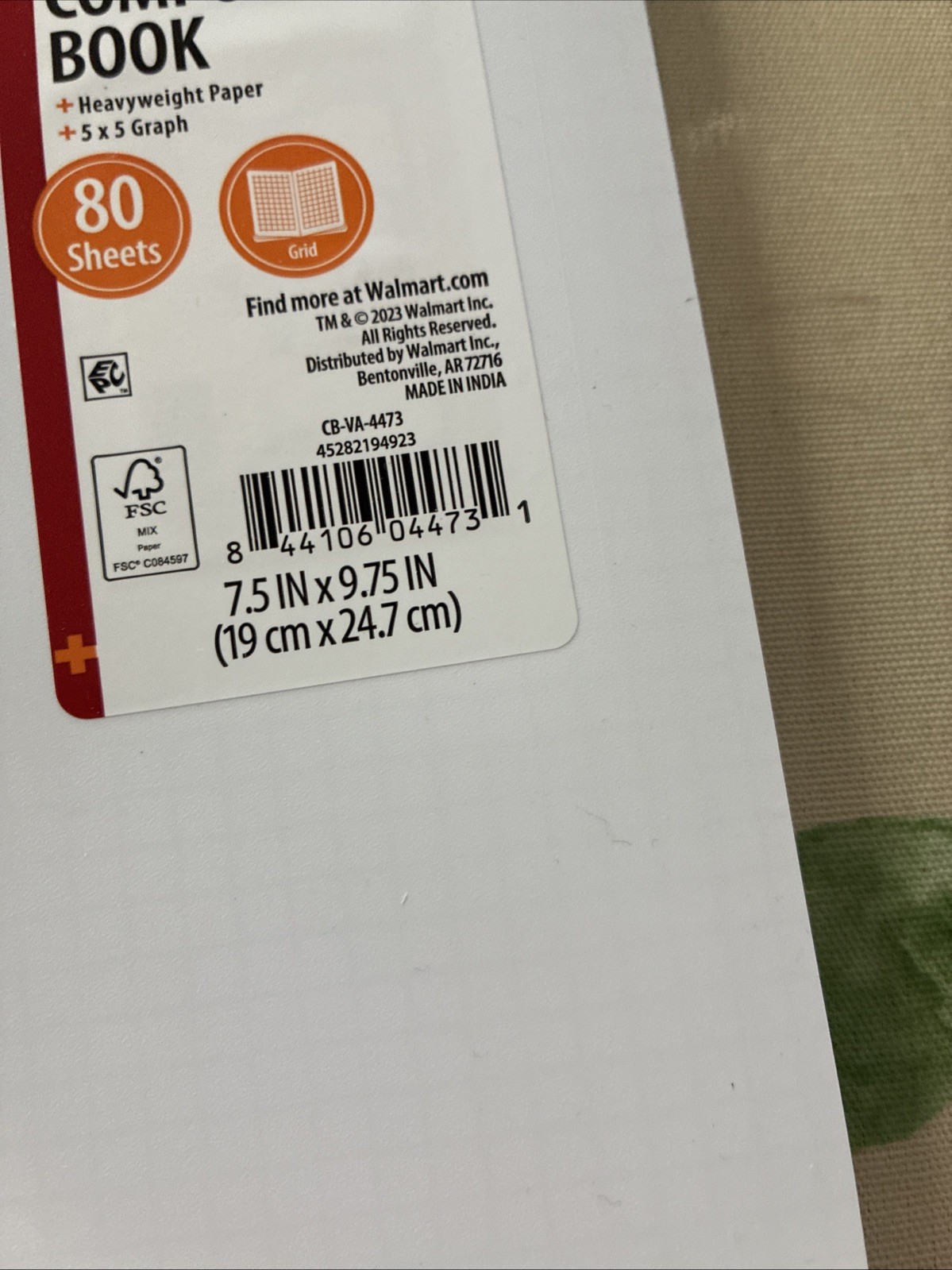 New Poly Composition Book 7.5 In X9.75 In Pages
