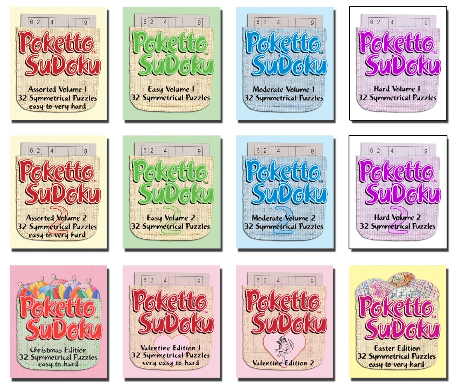 Poketto SuDoku 12 Pack | A Collection of 12 Pocket SuDoku Puzzle Books