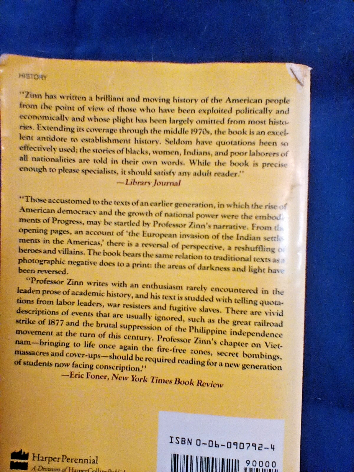 PEOPLE’S HISTORY OF THE UNITED STATES” Paperback Book! Howard Zinn, 1st 1980