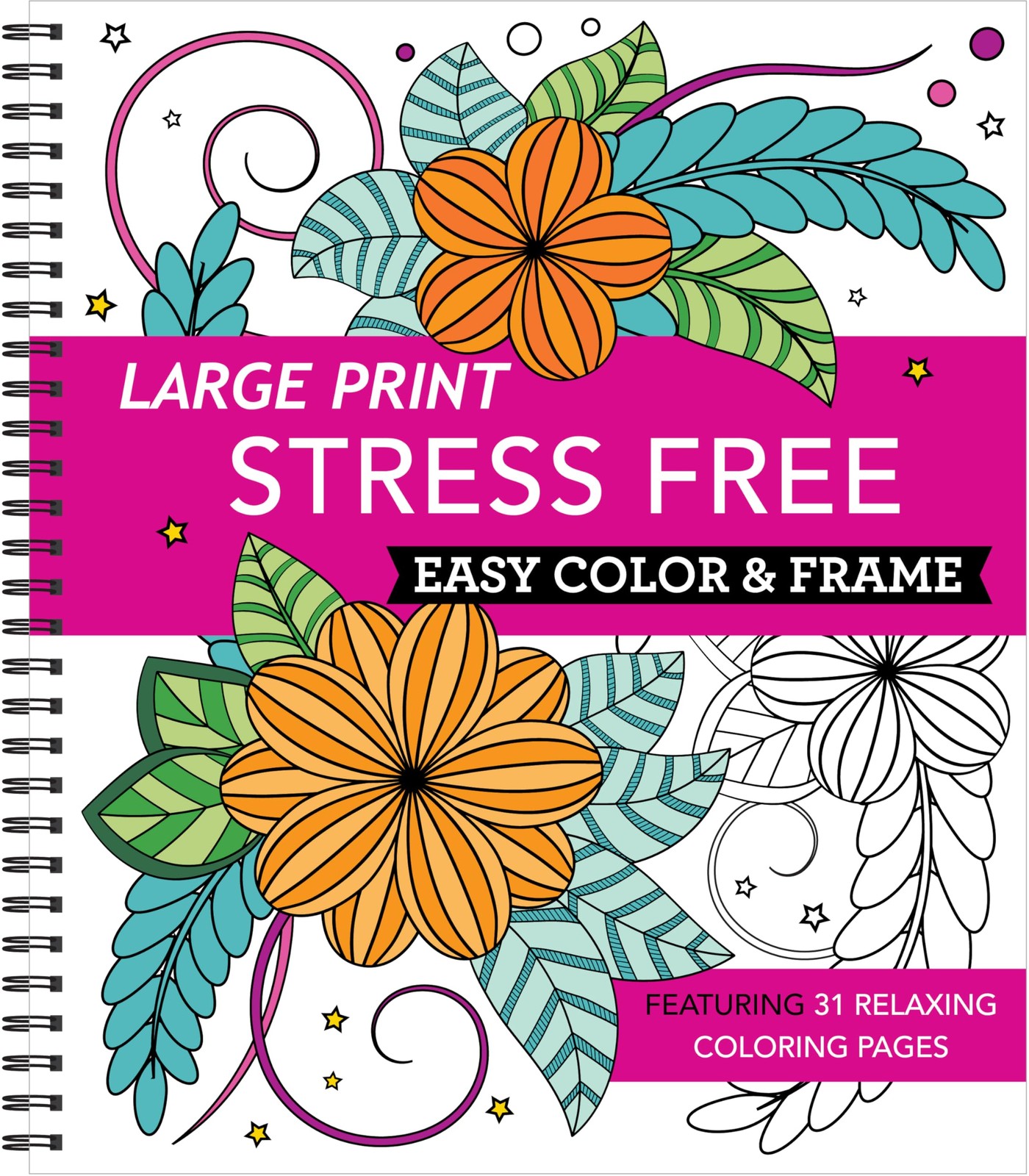 Large Print Easy Color & Frame – Stress Free: Adult Coloring Book with 31…