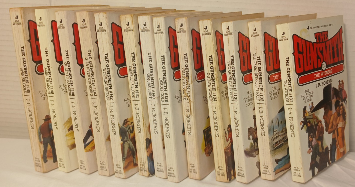 Lot of 13 The Gunsmith – J. R. Roberts – Books 131-134, 136, 138,0140-143, +3