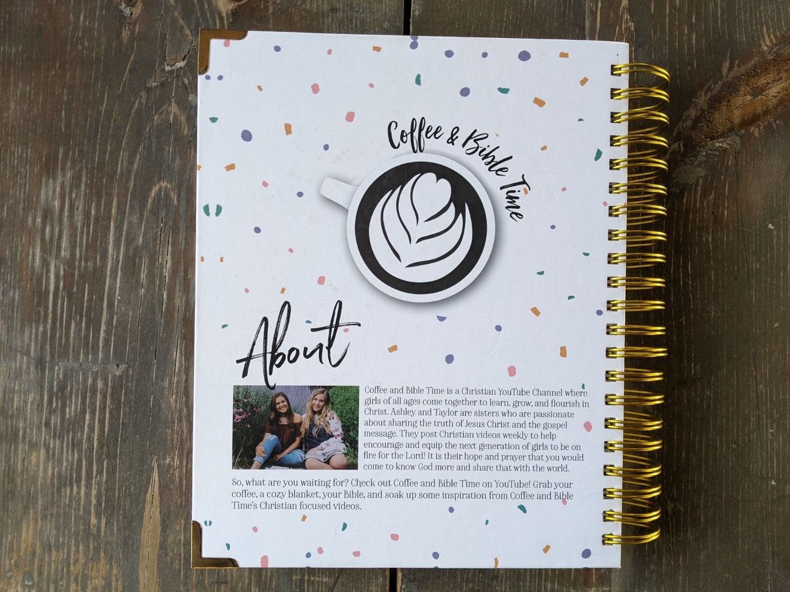 Coffee & Bible Time Prayer Journal with Sticky Notes & Gold Spiral Binding