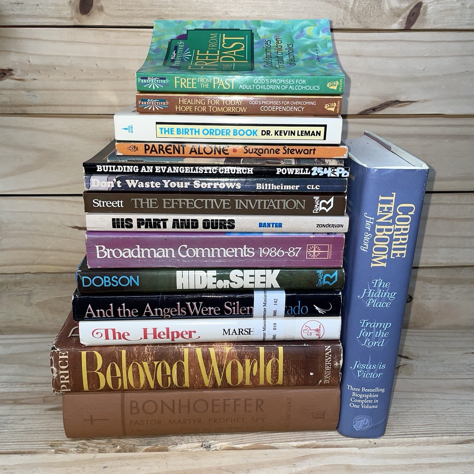 Lot of 15 Books Mixed Christian Titles Corrie Ten Boom Bonhoeffer Dobson Lucado