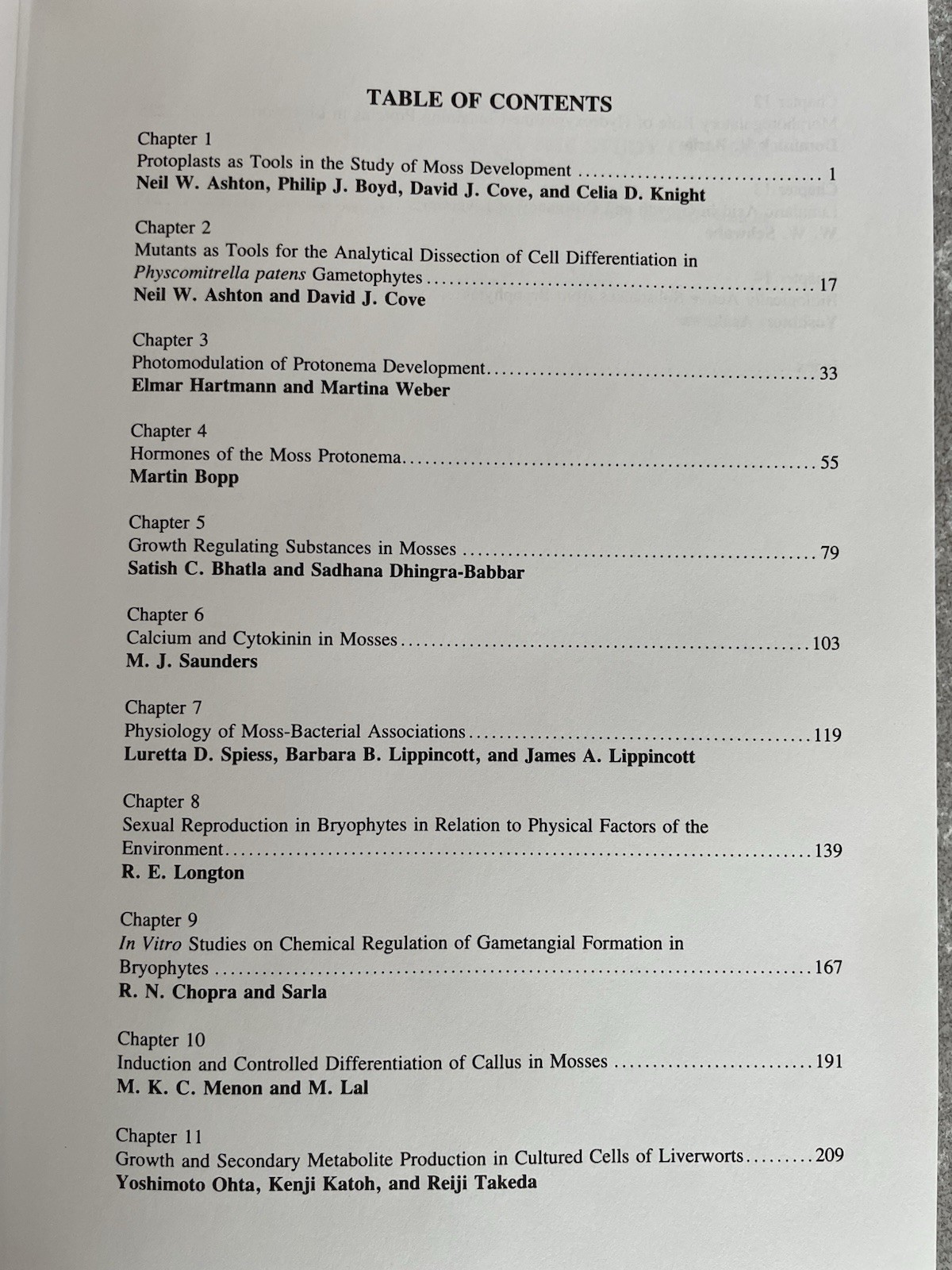 Bryophyte Development: Physiology and Biochemistry