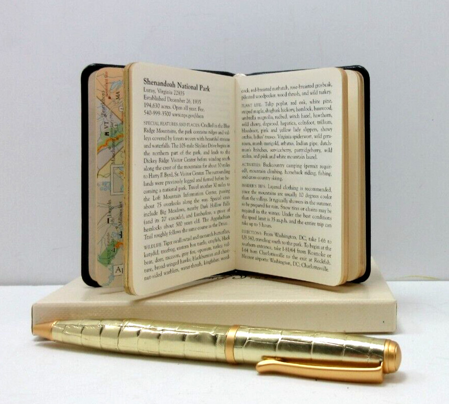 APPALACHIAN TRAIL 3×4″ MIN Guide Leather Cover Notebook w Maps Info 160 Pgs NAVY