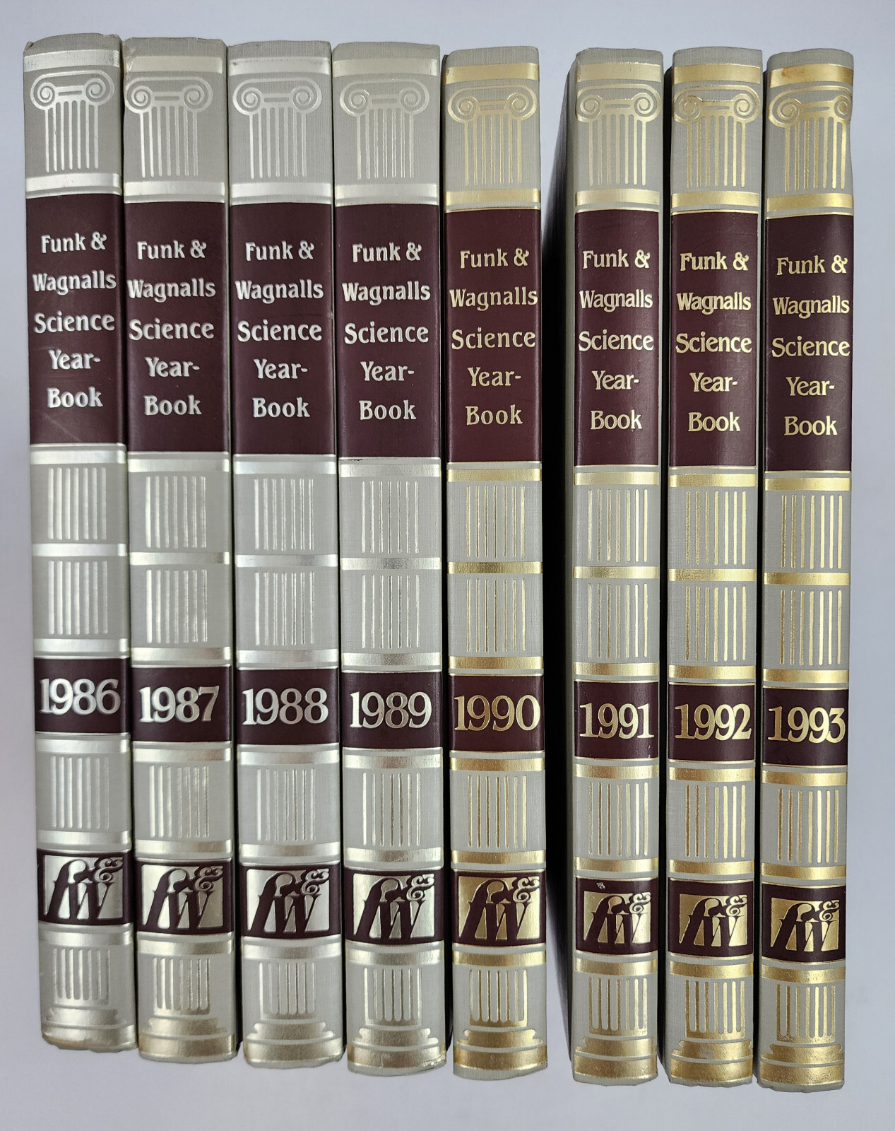 Funk and Wagnalls Supplement Science Yearbook 8 Hardcover Volume Lot 1986 – 1993