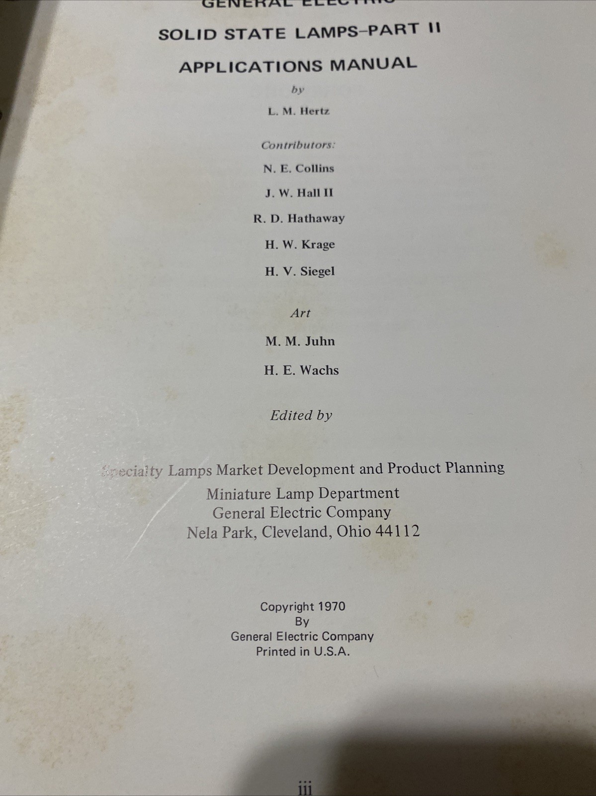 General Electric (GE) Solid State Lamps Part II Applications Manual vintage