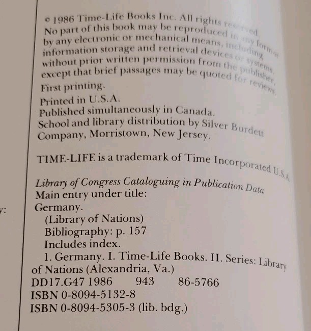 Library of Nations Germany (Hardcover 1986)