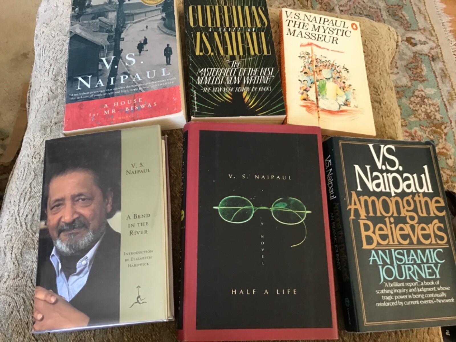 V.S. Naipaul Lot of 6: Bend, House, Half a Life, Mystic, Guerrillas, Among VG/G