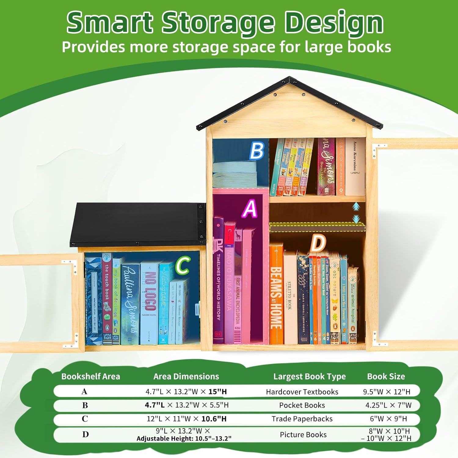 Outdoor Library Book Box – Solid Wood, Waterproof, Adjustable Compartments