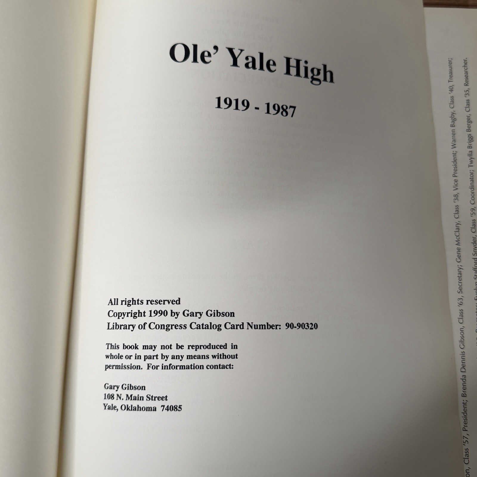 Ole’ Yale High 1919-1987 Oklahoma High School Yearbook History Payne County HB