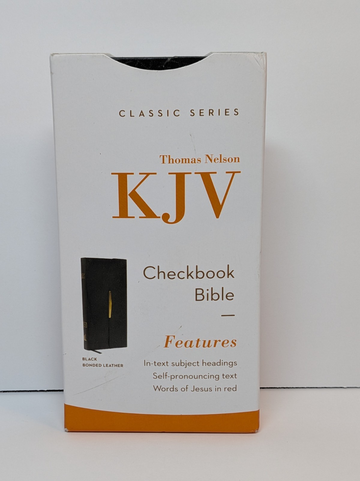 KJV Compact Checkbook Bible Black Bonded Leather Scripture Thomas Nelson NEW