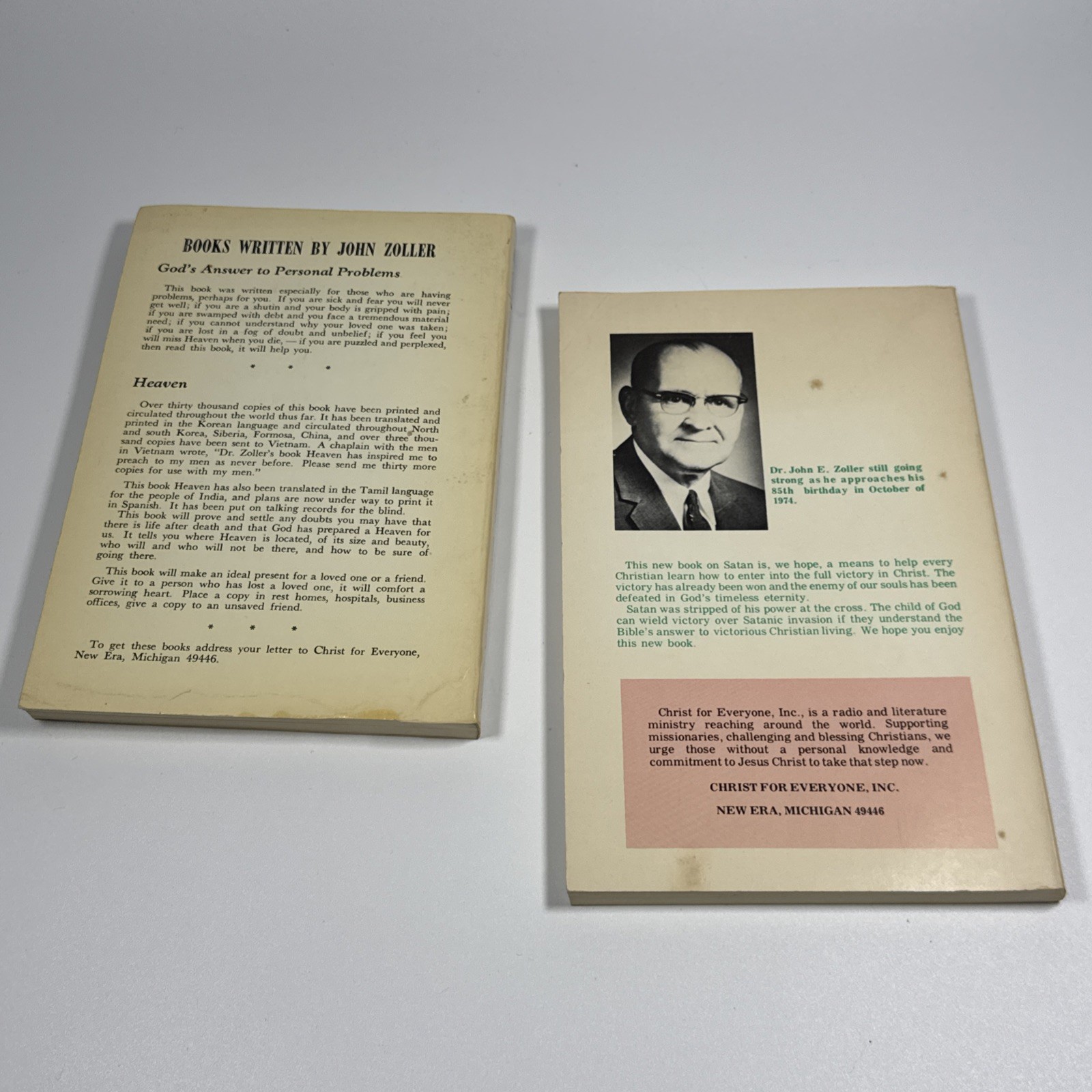 Satan His Personality & Work AND Second Coming Of Christ Lot Of 2 Zoller 1974