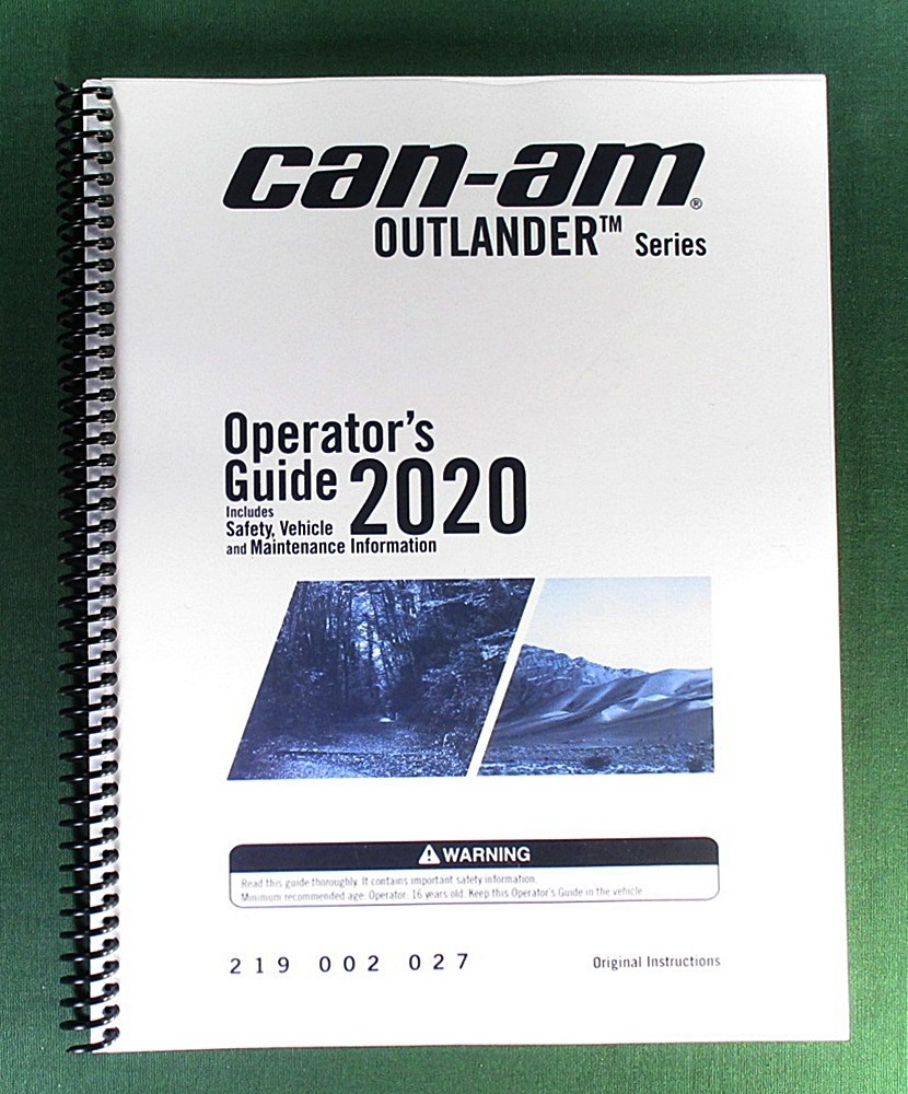 2020 Can-Am Outlander 650 Owner’s Manual: 228 Pages & Protective Covers!