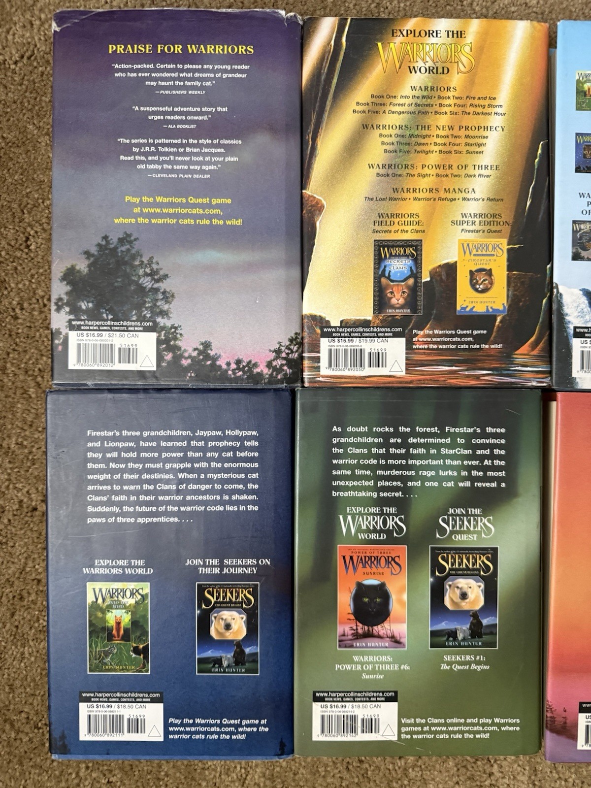 Power of Three Warriors Book Series Six Hardcover Books Erin Hunter