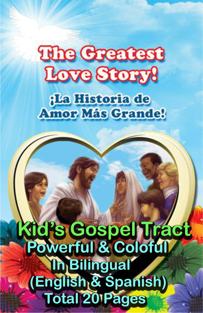 Kid’s Gospel Bible Tracts in English and Spanish, Pack of 40, 20 Pages Each.