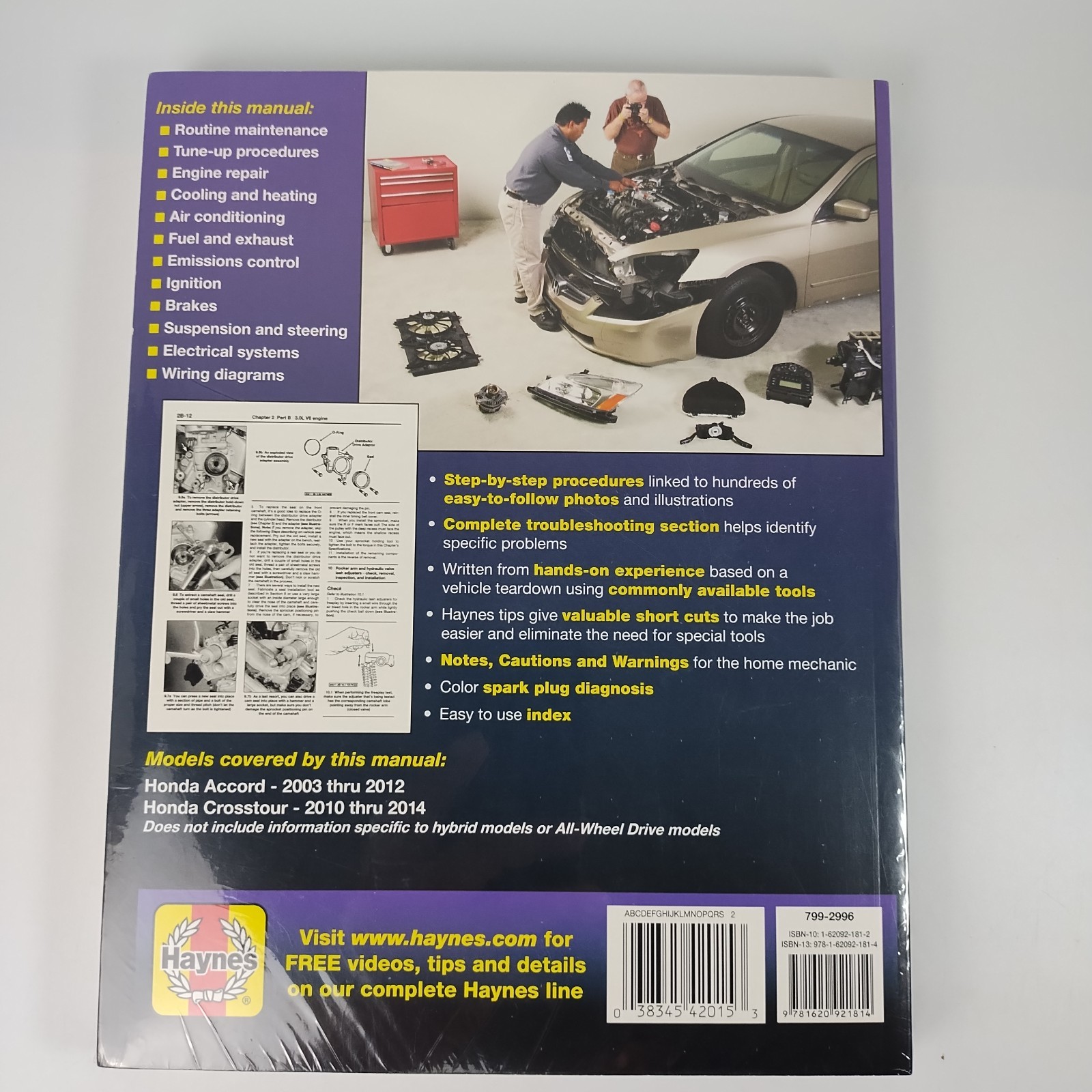 Haynes Honda Accord 2003-12, Crosstour 2010-14 Repair Manual 42015, New, Sealed