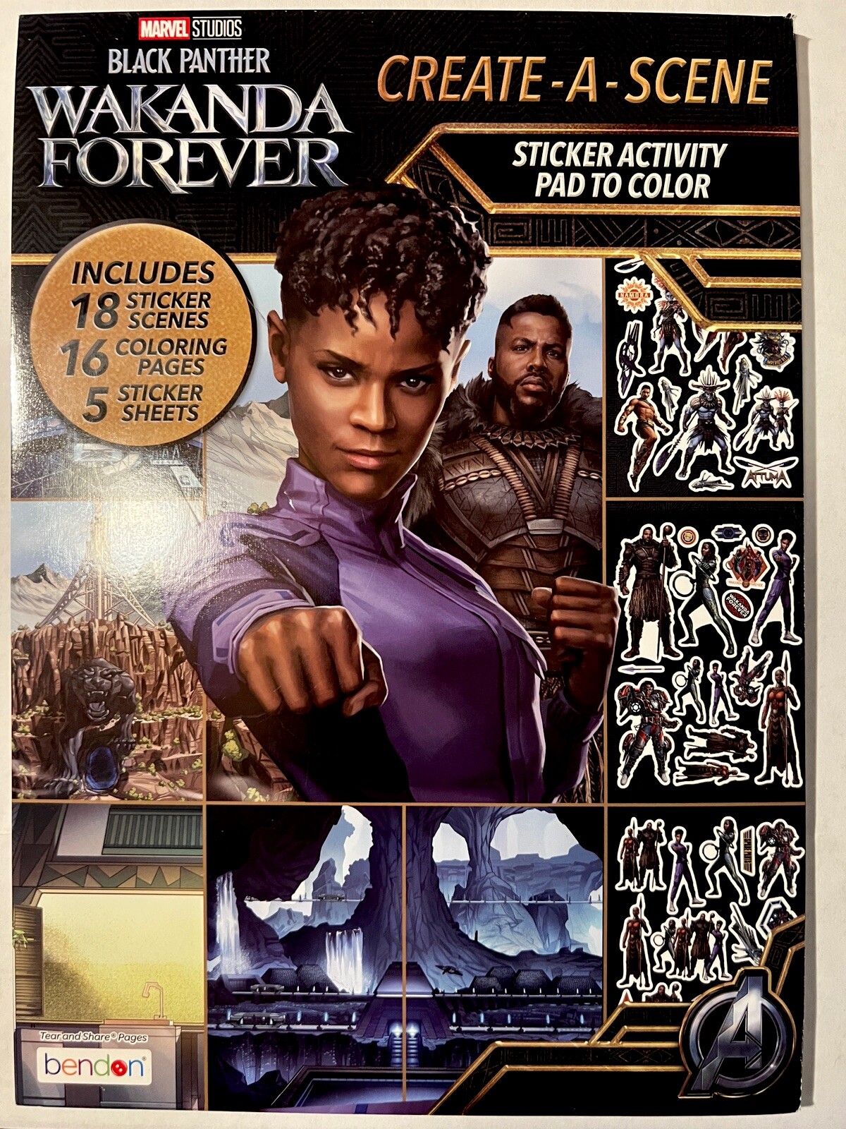 Black Panther Wakanda Forever Kids Create-A-Scene 90 Stickers Coloring Book Pad